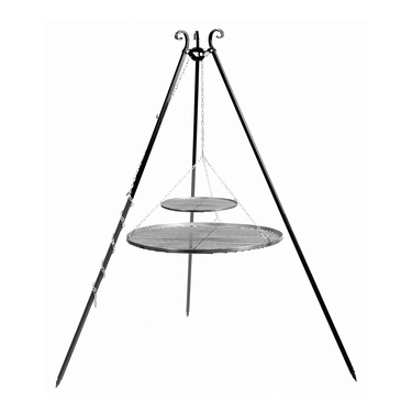 CookKing - Dreibein 180 cm mit doppeltem Stahlgrillrost 80+ 40 cm