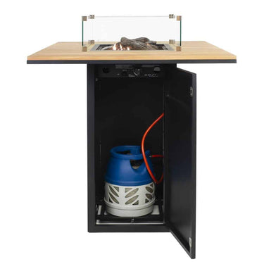 Cosi Fires - Feuertisch Cosiloft Bartisch Schwarz / Teak
