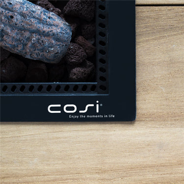 Cosi Fires - Feuertisch Cosiloft Bartisch Schwarz / Teak