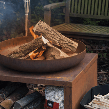 Esschert Design - Feuerschale mit Holzlager 80 cm Rost