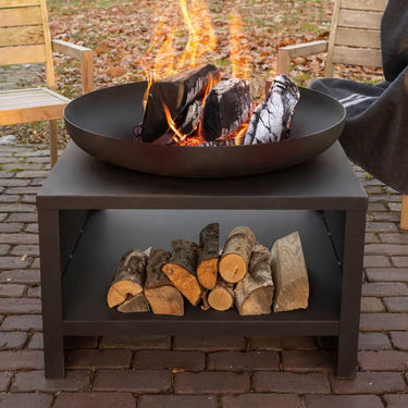 Esschert Design - Feuerschale mit Holzlagerung 60 cm schwarz