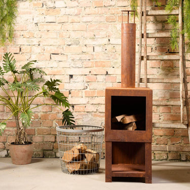 Außenofen mit Holzablage Rost - Esschert Design