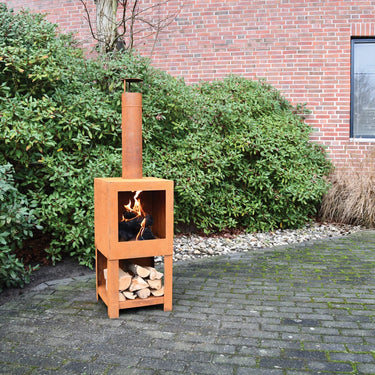 Außenofen mit Holzablage Rost - Esschert Design
