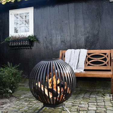 Feuerkorb Feuerball Streifen Schwarz - Esschert Design