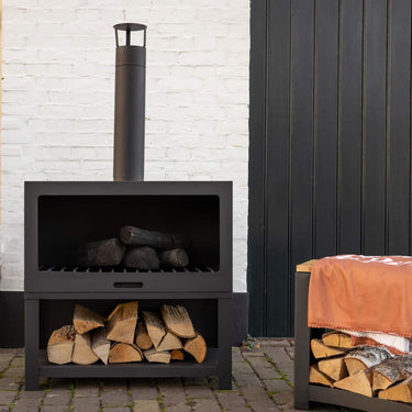 Gartenofen L - mit Holzlagerung - Schwarz - Esschert Design