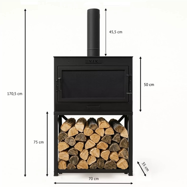 VIK - LUX Gemütlicher Gartenkamin schwarz (für am Tisch)