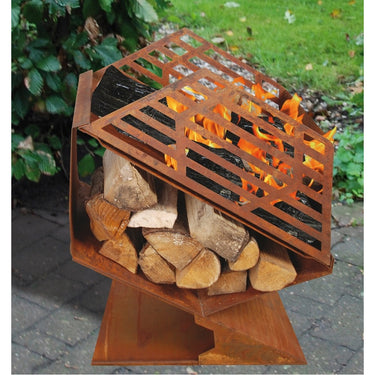 Esschert Design - Feuerstelle Corten mit Holzlager S