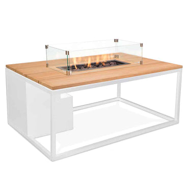 Cosi Fires - Feuertisch Cosiloft white / teak (120cm)