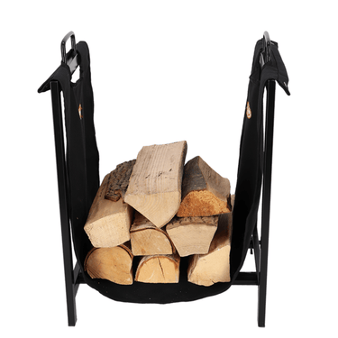 Kaminholzkorb schwarz mit Halterung - Esschert Design