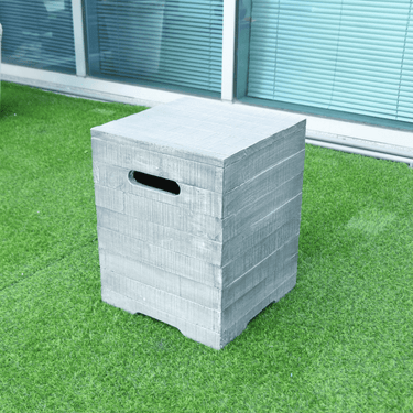 Elementi - Kleine Gasflaschenabdeckung in Holzoptik, quadratisch, grau