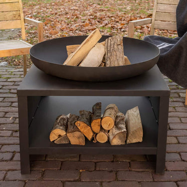 Esschert Design - Feuerschale mit Holzlagerung 60 cm schwarz