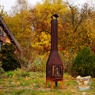 Qachel - Katla Gartenkamin mit spitzem Dach