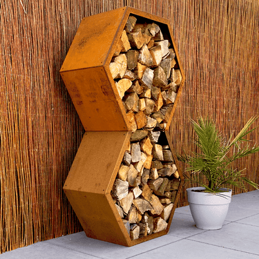 Ruigg - Holzregal Vertikal Cortenstahl medium