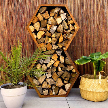 Ruigg - Holzregal Vertikal Cortenstahl medium