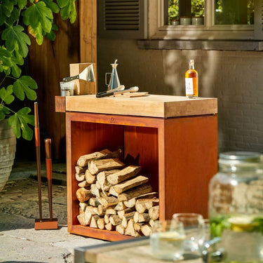 OFYR Butcher Block Storage 90 Cortenstahl Teakholz